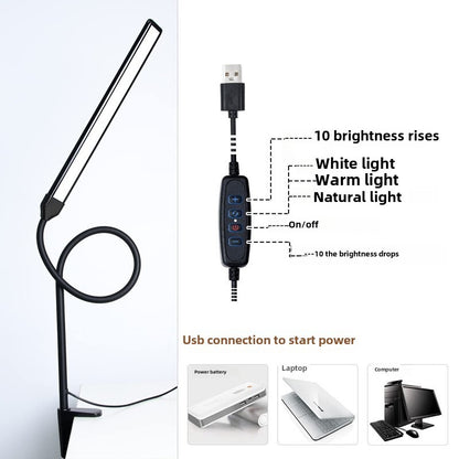 LED Table Lamp long arm gooseneck clip lamp office desk dormitory reading lamp