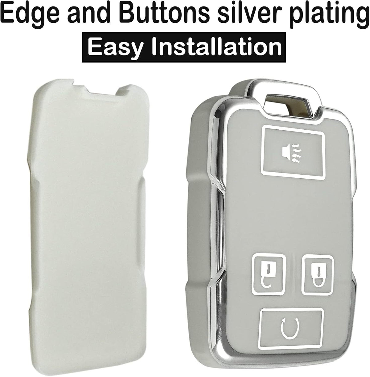 Chevy key fob cover, TPU, 4-btn, fits GMC/Chevy models, red, w/keychain.