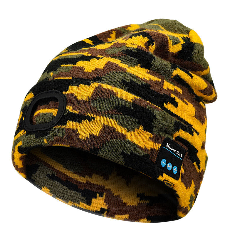 Bluetooth LED Beanie Hat with Music Speakers Mic Rechargeable Cap Head Lamp Gift