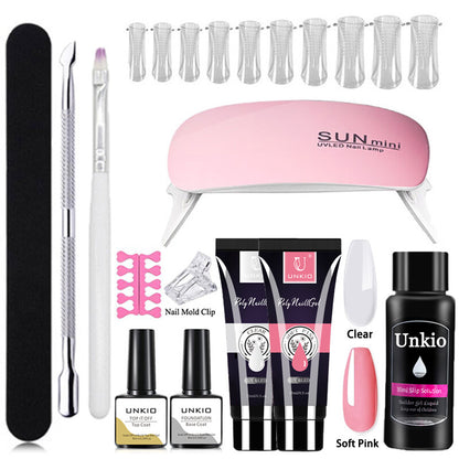 Poly Nail Gel Set with Nail Art Tool Kit LED Lamp full Manicure Quick Extension