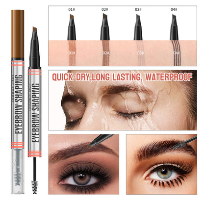 2in1 Forked Liquid Brow Pen Eyebrow Liner - Natural Hair Strokes, Waterproof