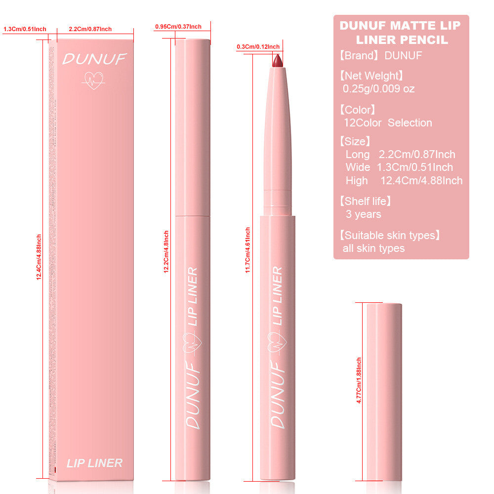 12 Colors Lip Liner Pencils - Velvet Matte Lipstick Beginner Friendly Waterproof