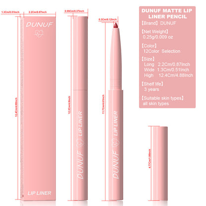12 Colors Lip Liner Pencils - Velvet Matte Lipstick Beginner Friendly Waterproof