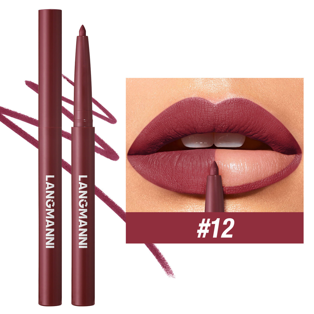 12 Colors Matte Lip Liner Pencil Set for Women Waterproof Long Lasting Lip Pen