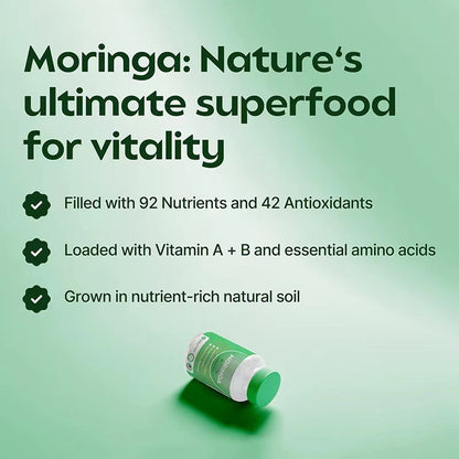 Moringa Capsules 1000mg 120 Count for Natural Energy Immune Support & Nutrition