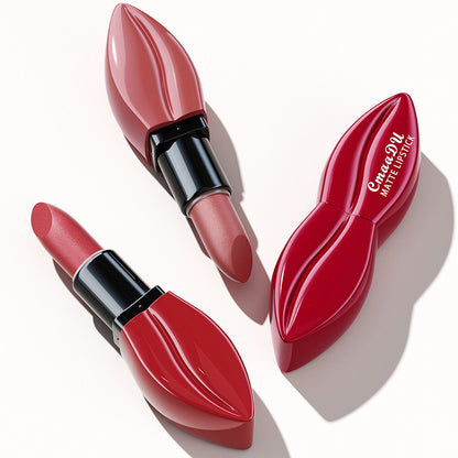 Matte Waterproof Lipstick & Lip Gloss - 10 Colors, Lip-Shaped Design
