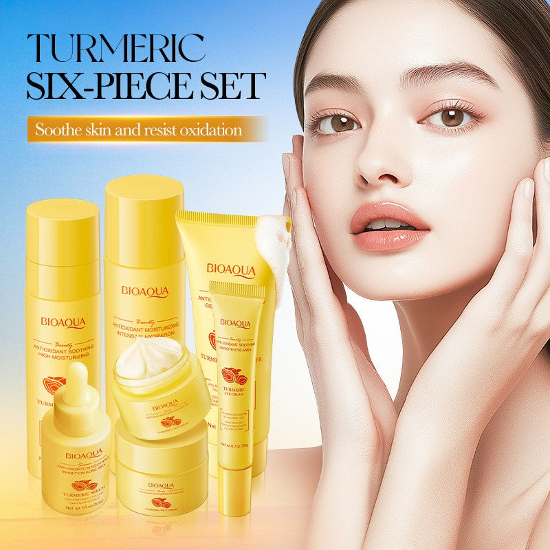 Turmeric Antioxidant Skincare Gift Set 6pc Cleanser Toner Serum Eye Cream Lotion