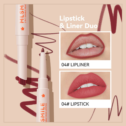 2in1 Double Head Lipstick Lip Contour Pencil 6 Colors Long Lasting Waterproof