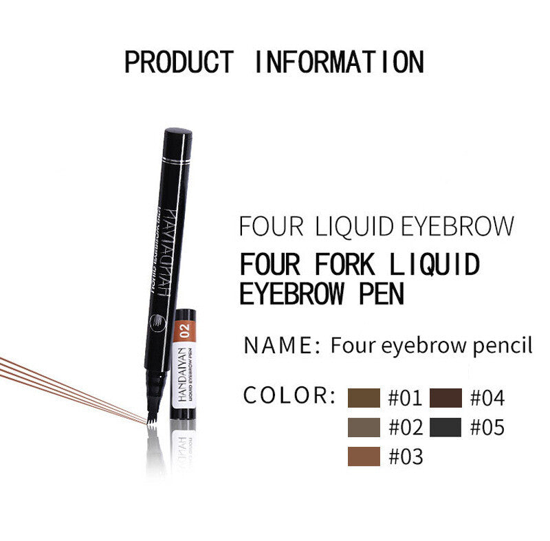 4-Prong Liquid Brow Pen - Ultra-Fine Tip,Eyebrow Liner, Waterproof Long Lasting