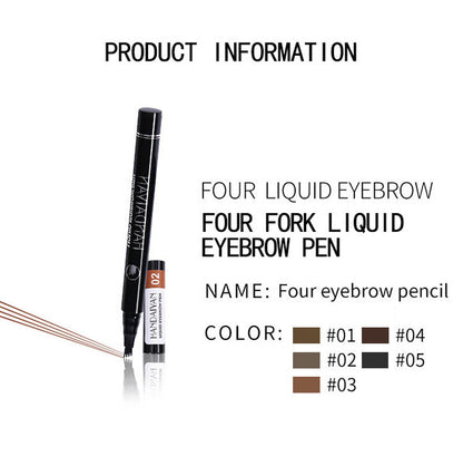 4-Prong Liquid Brow Pen - Ultra-Fine Tip,Eyebrow Liner, Waterproof Long Lasting