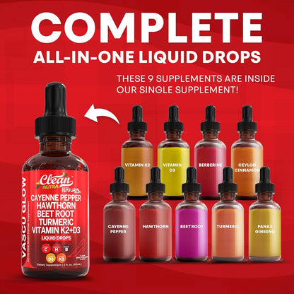 Clean Nutra Cayenne Pepper Drops Supplement Liquid Hawthorn Berry Vitamin D3 K2