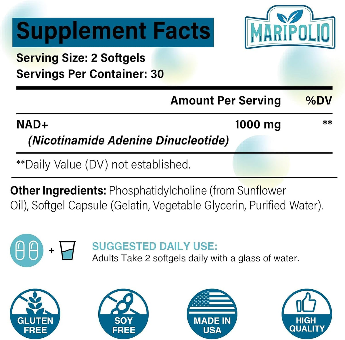 Liposomal Supplement 1000mg for Energy, Brain Function & DNA Support