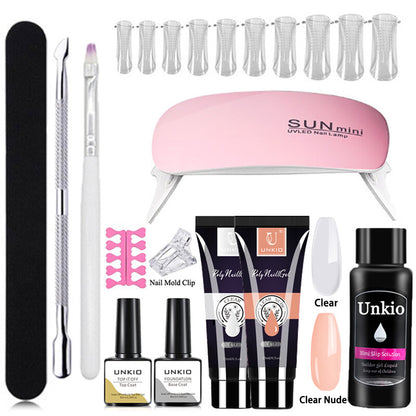 Poly Nail Gel Set with Nail Art Tool Kit LED Lamp full Manicure Quick Extension