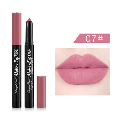 12 Colors 1.8g Auto Lip Liner & Matte Lipstick - Velvet Red & Rosewood