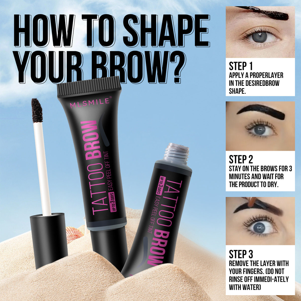 Peel-Off Eyebrow Liner Waterproof Smudge-Proof Easy Color Application