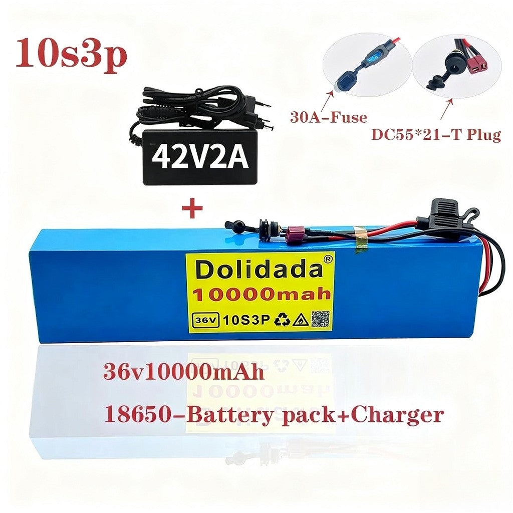 36V 10Ah 10S3P Li-ion Battery with Enclosure Fuse for E-Scooter E-Bike