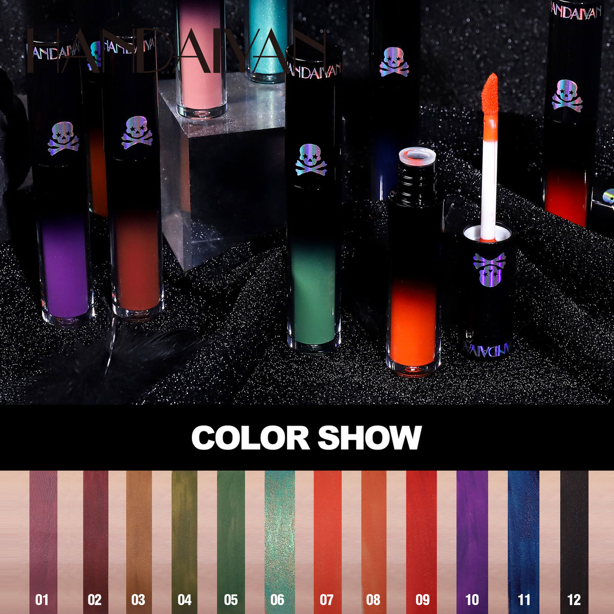 Gothic Lip Gloss Halloween Dark Matte Lip Glaze Vampire Stain Black Purple Green