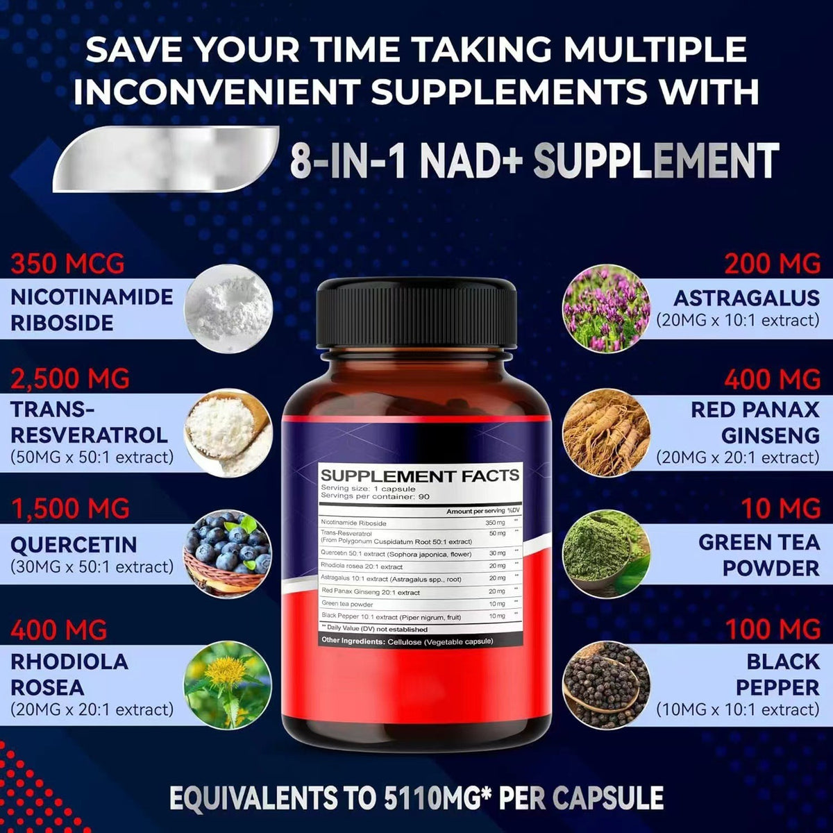 Cellular Renewal Complex with Nicotinamide Riboside and Resveratrol for Energy