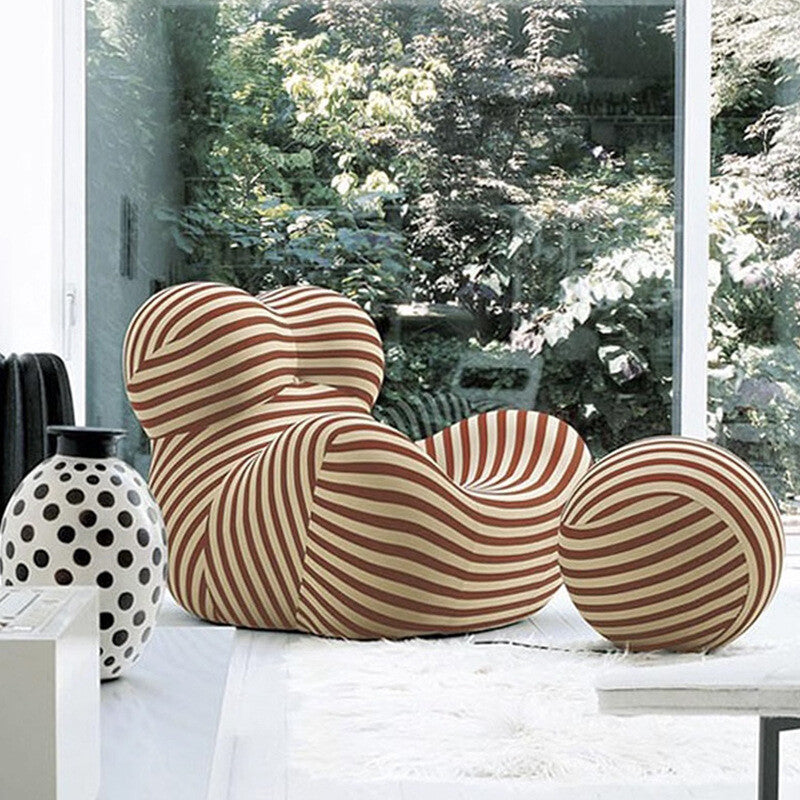 Luxury Lazy Sofa Chair Stretch Knit Fabric 45D High Resilience Sponge