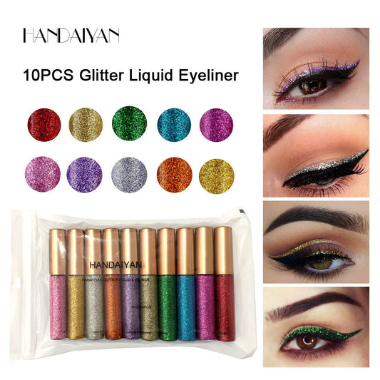 10-Color Glitter Extreme Shine Eyeshadow Liquid Party Festival Makeup Waterproof