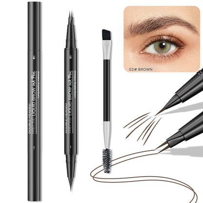 Double-Ended Forked Brow Pen Eyebrow Liner Waterproof SmudgeProof Eyes Makeup