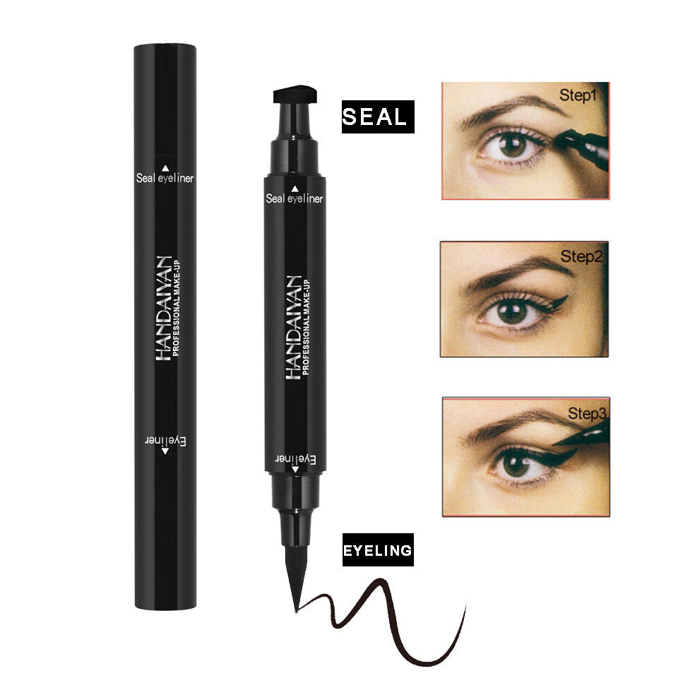 Dual-Ended Stamp Eyeliner Black Waterproof Sweatproof Long Lasting Eye Makeup