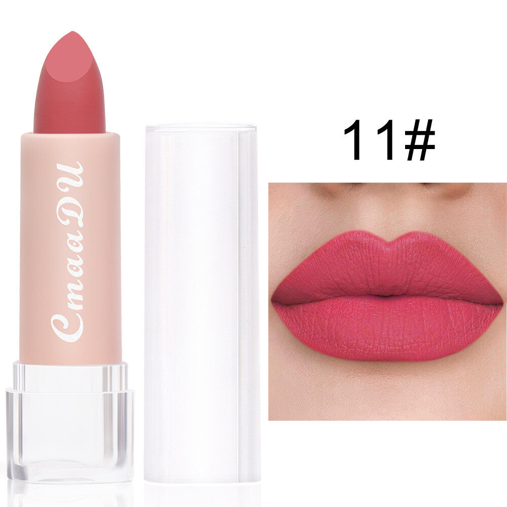 15-Color Matte Lipstick - Waterproof, Long-Lasting, Non-Stick Vegan
