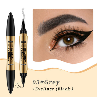 2in1 4 Forked Brow Pen & Eyebrow Liner - Waterproof, Sweatproof Makeup for Women