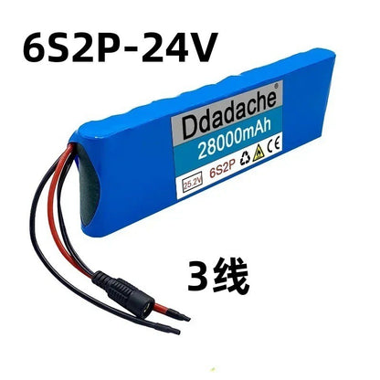 24V 28000mAh 6S2P Li-ion Battery Pack Rechargeable for E-Bike Scooter with BMS