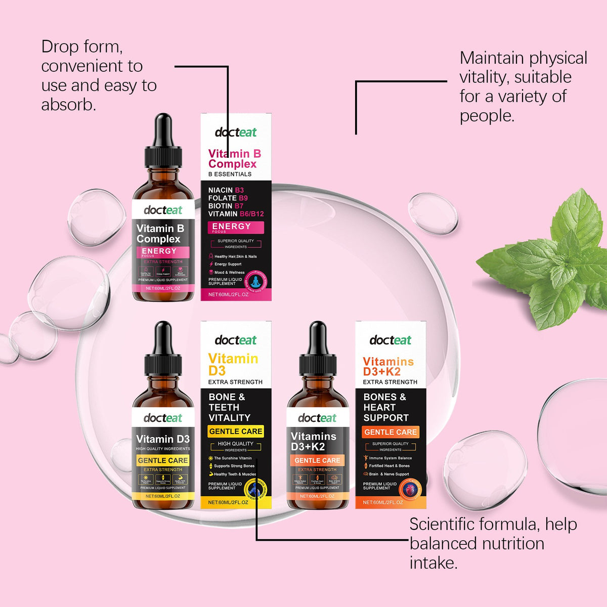 Docteat Vitamin B Complex Drops - Gentle Joint Care & Body Comfort Supplement