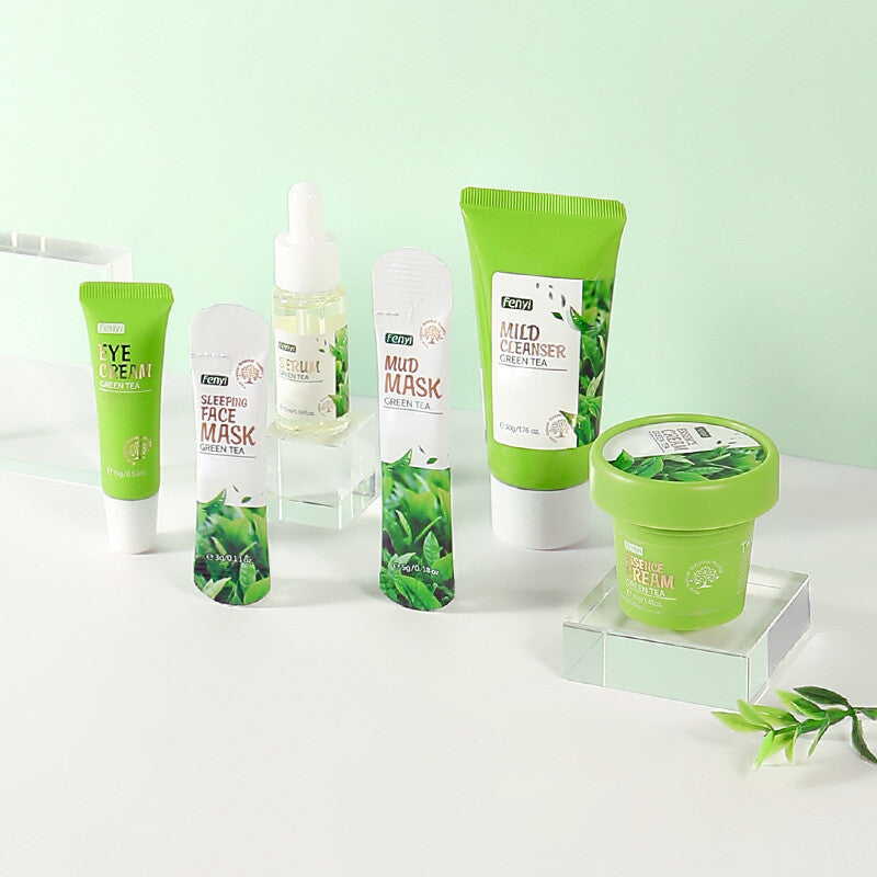 Green Tea Skin Care Skin Masks Set Facial Cleanser Eye Cream Facial Cleansing