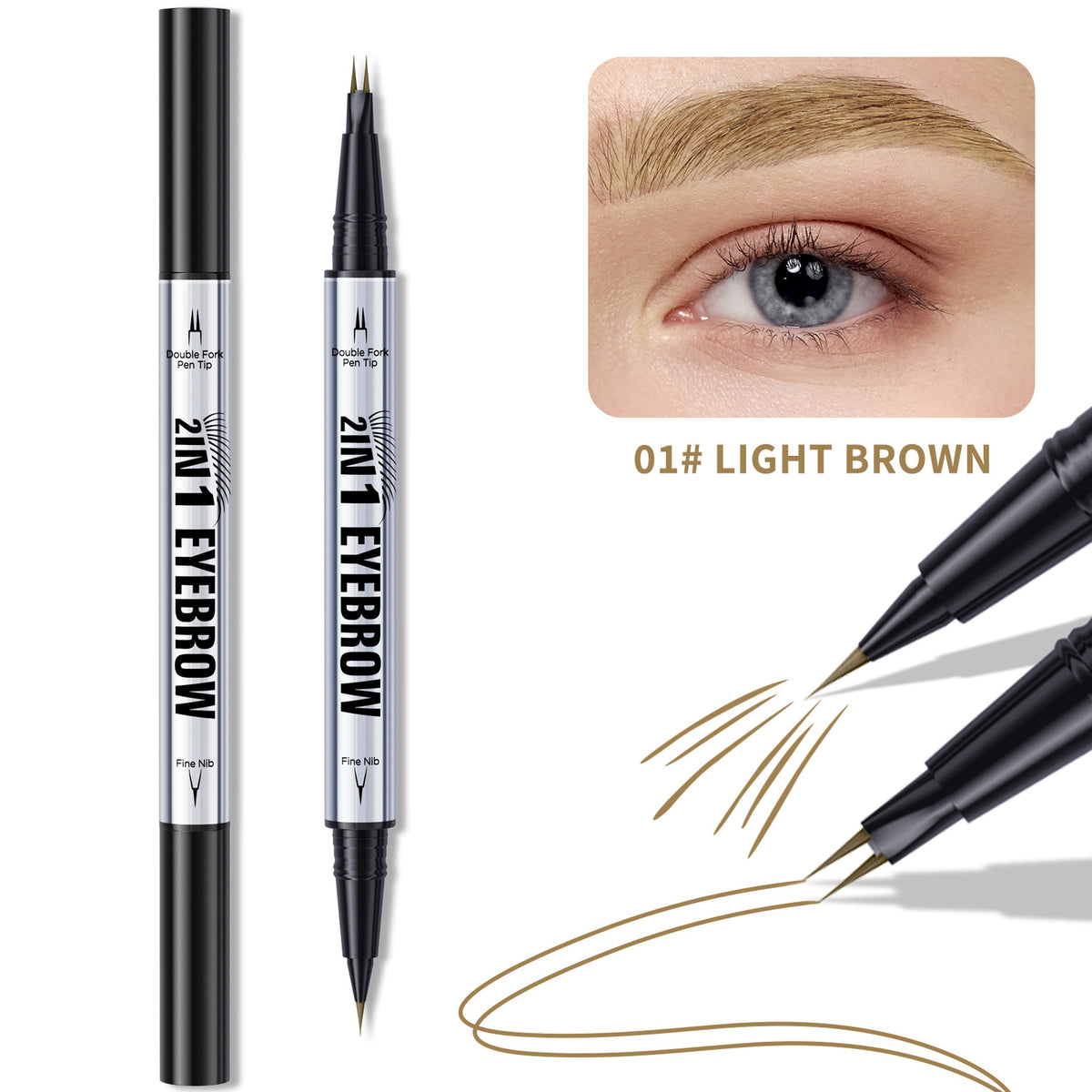 3D Dual-Ended Eyebrow Liner & Eyeliner Waterproof No Fading Long Lasting