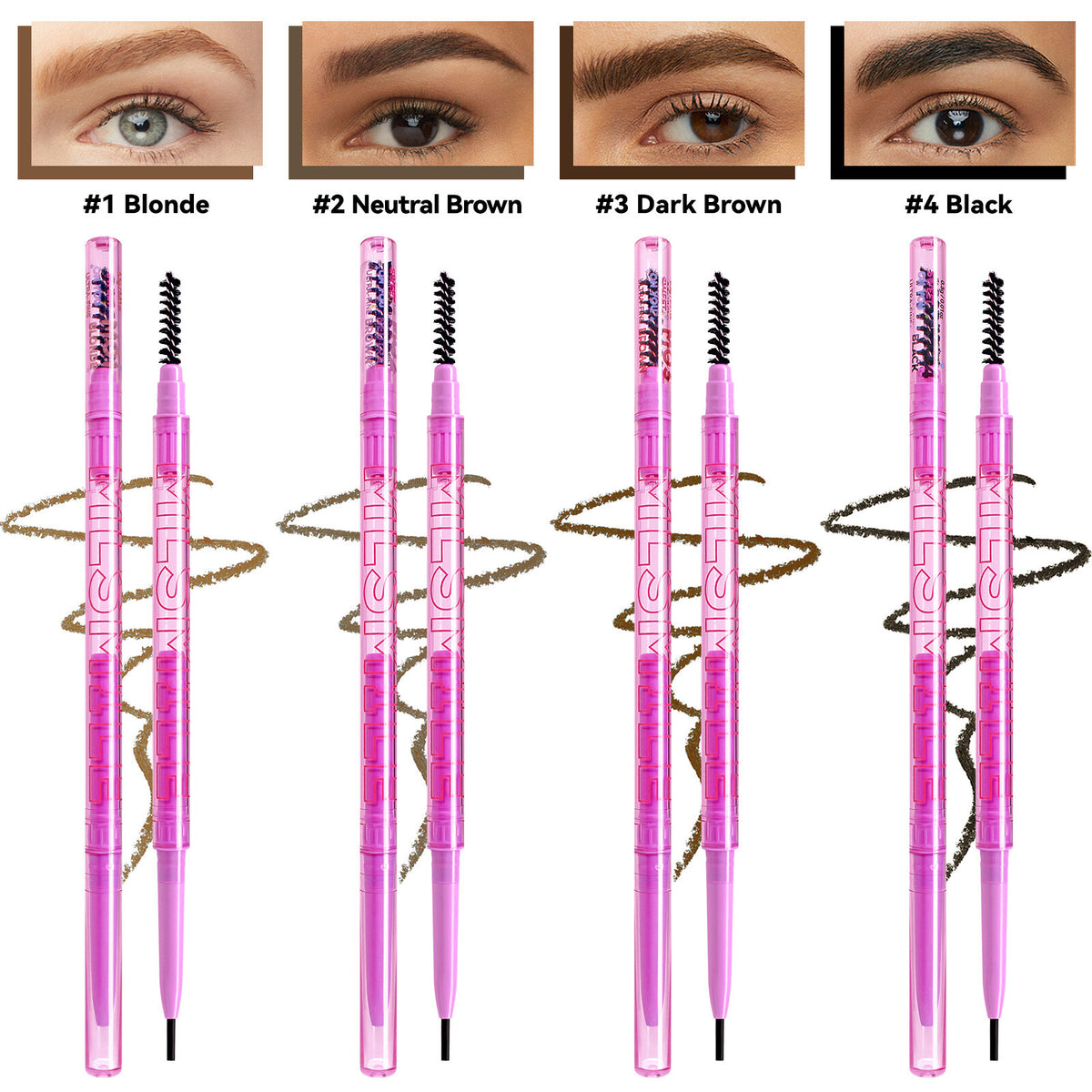 Ultra-Fine Dual Brow Pencil Eyebrow Liner Waterproof Smudge-Proof Natural