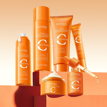 Vitamin C Brightening Skin Care Gift Set Antioxidant Cleanser Lotion Toner Cream