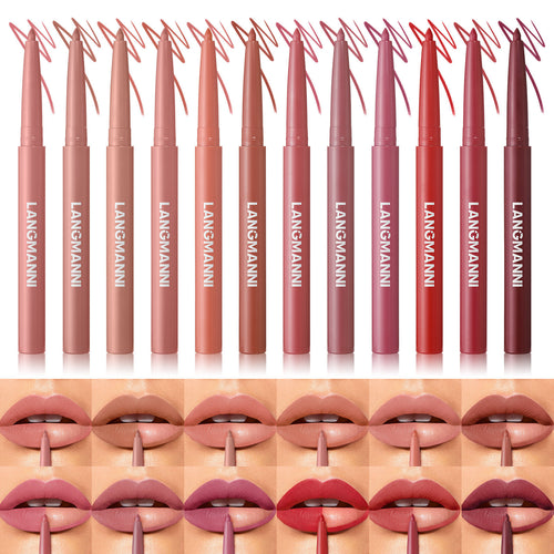 12 Colors Matte Lip Liner Pencil Set for Women Waterproof Long Lasting Lip Pen