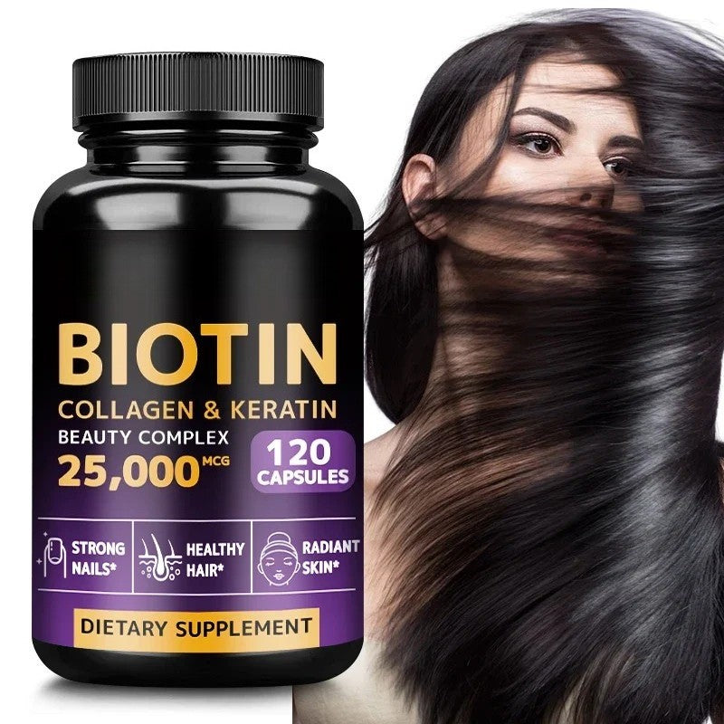 Biotin Collagen Keratin Capsules for Hair Strength and Nail Health Support