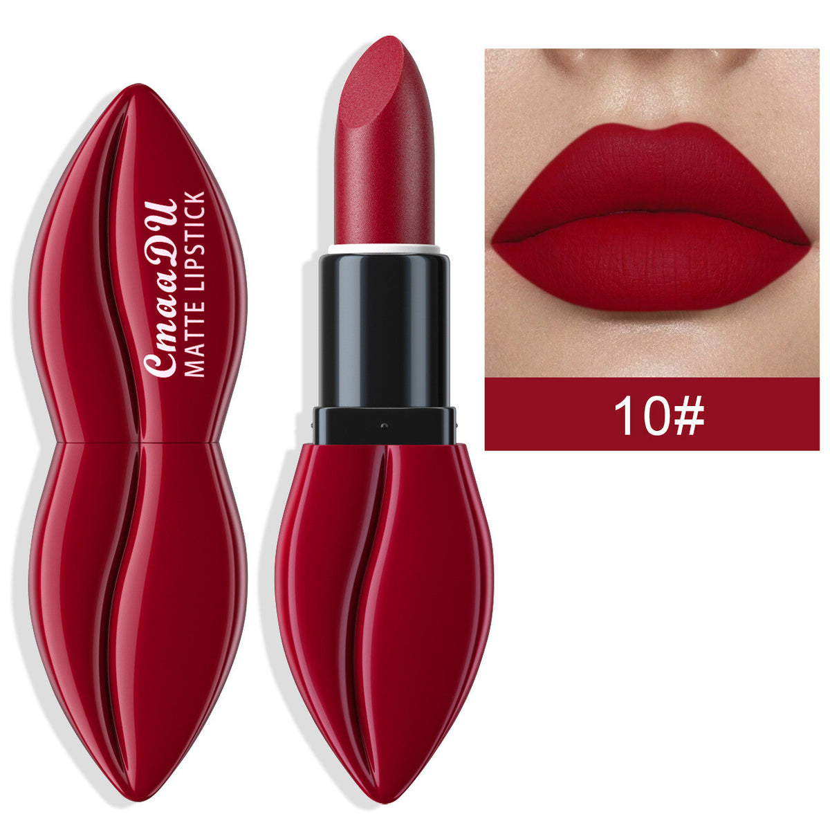 Matte Waterproof Lipstick & Lip Gloss - 10 Colors, Lip-Shaped Design