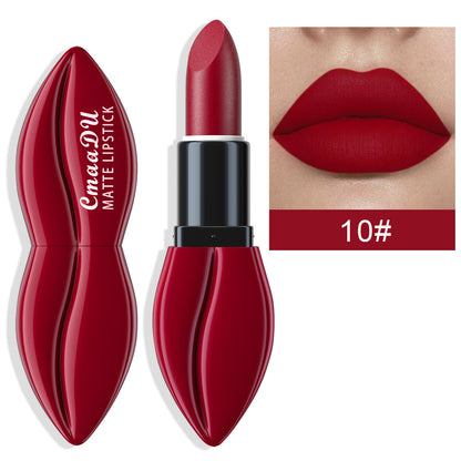 Matte Waterproof Lipstick & Lip Gloss - 10 Colors, Lip-Shaped Design