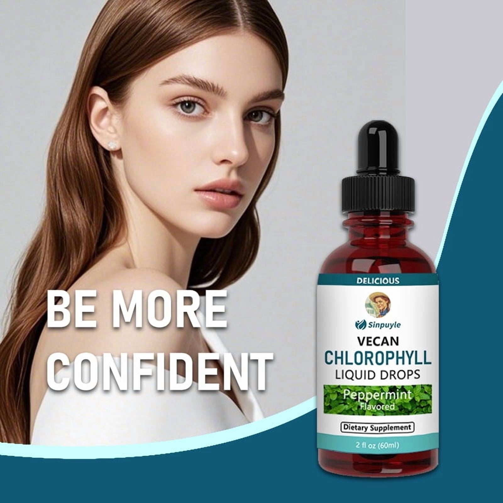 Sinpuyle Vegan Chlorophyll Liquid Drops,Peppermint Flavored,1Bottle 2fl oz 60ml