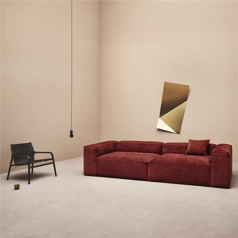 118in Retro Corduroy Sofa - High Density Sponge, Extra Large Couch