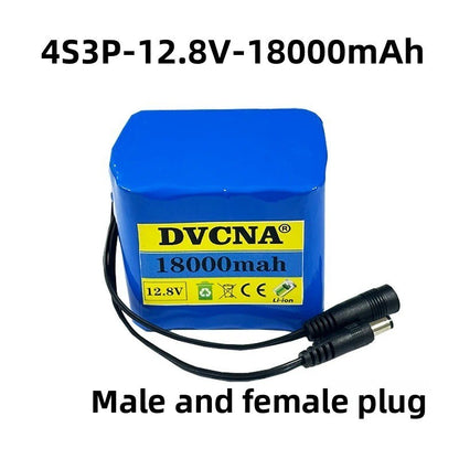 12.8V 18000mAh 4S3P Li-ion Battery Pack w/ Smart BMS, Rechargeable