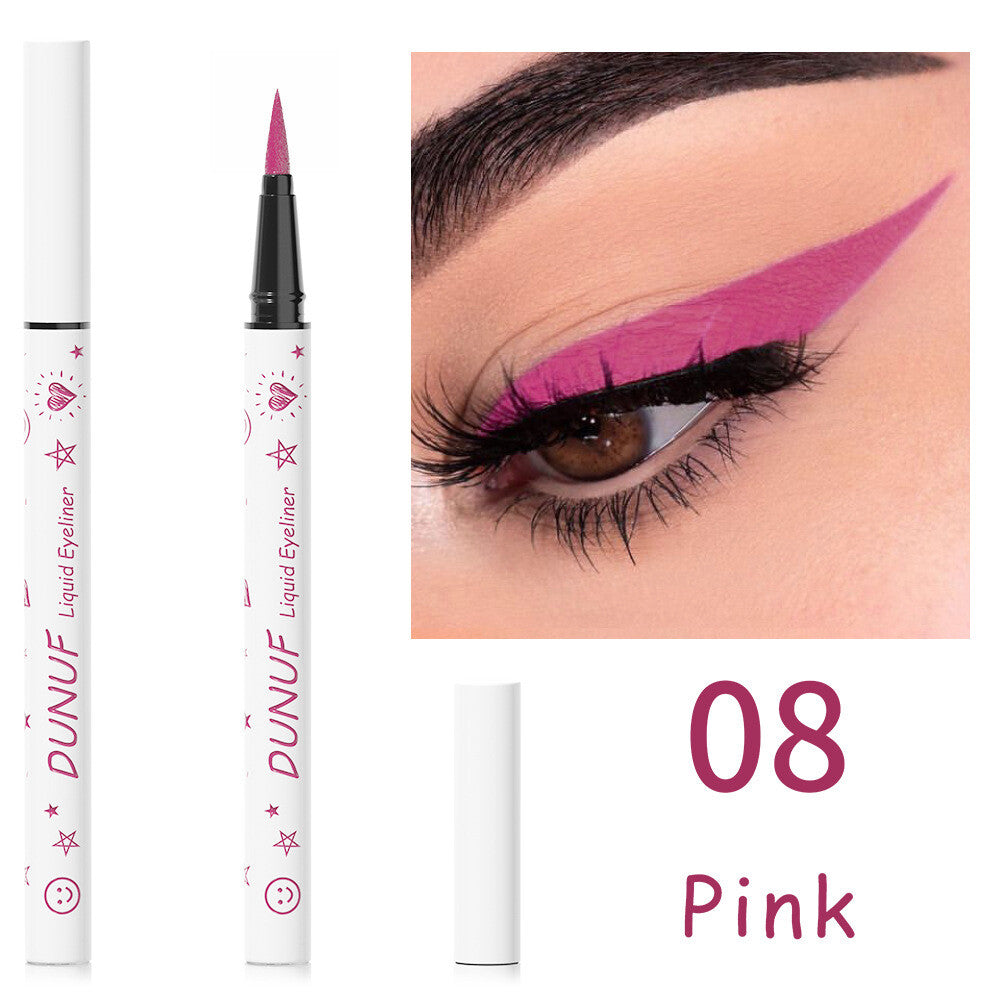 12-Color Liquid Eyeliner - Waterproof, Quick-Dry, Smudge-Proof Makeup for Women