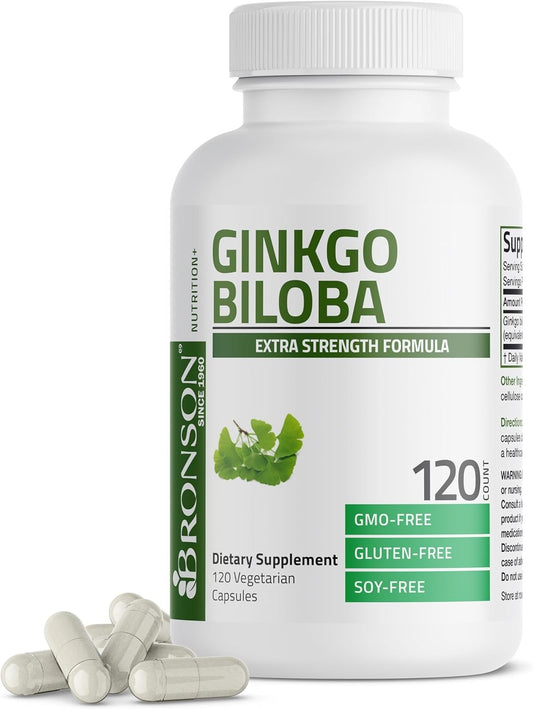 Ginkgo Biloba Vegetarian Capsules for Brain Function and Memory Support