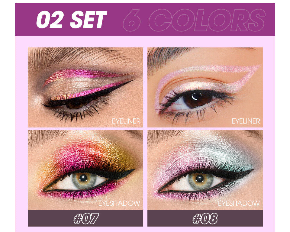 6-Color Glitter Eyeliner Gift Set - Quick-Dry, Waterproof Party Makeup for Women