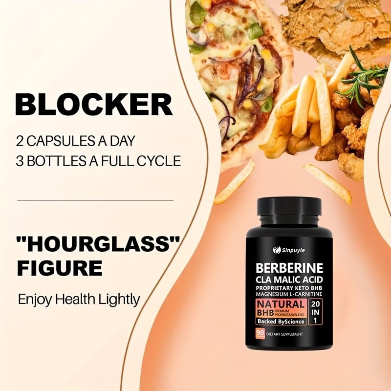 Sinpuyle Berberine 20 in 1 Keto BHB Supplement-1 Bottle 90 Capsules