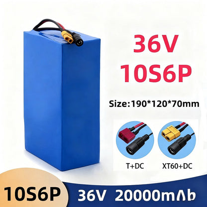 36V 20Ah 10S6P Li-ion Battery with Enclosure BMS for E-Bike E-Scooter
