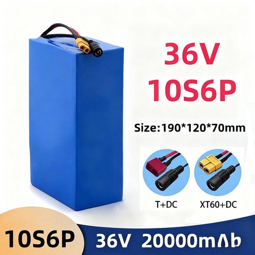 36V 20Ah 10S6P Li-ion Battery with Enclosure BMS for E-Bike E-Scooter