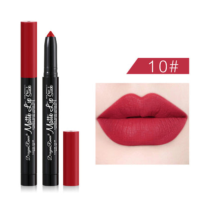 12 Colors 1.8g Auto Lip Liner & Matte Lipstick - Velvet Red & Rosewood