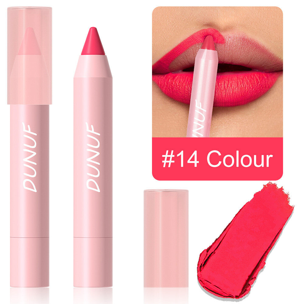 18-Color Matte Lip Pencil Gloss - Waterproof Long Lasting Smudge Proof Non-Stick