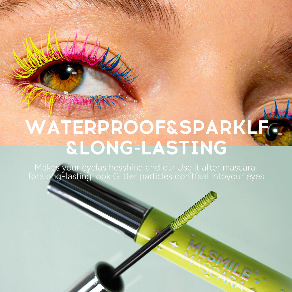 Glitter Mascara - Colorful Shimmer, Waterproof, Spiral Brush, Christmas/Cosplay